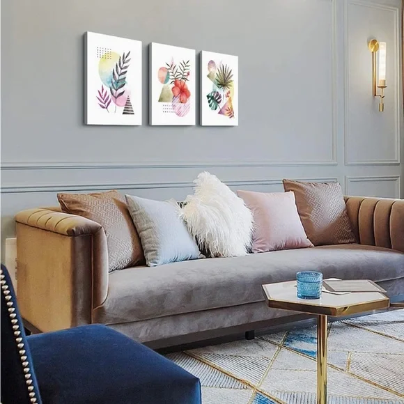 New Wall Decor Abstract Watercolor Canvas Art Flowers Pictures Artwork 3 Pieces